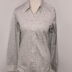 New York & Co white black button collar shirt XL